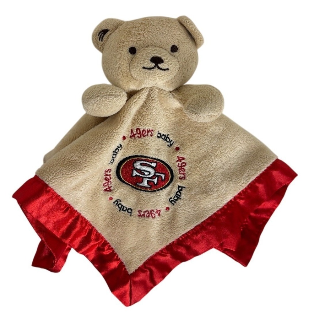Baby Fanatic San Francisco 49ers Bear Lovey Satin Baby Security Blanket Red Tan